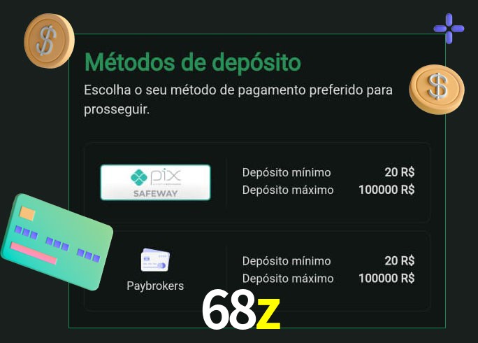 O cassino 68z oferece uma grande variedade de métodos de pagamento